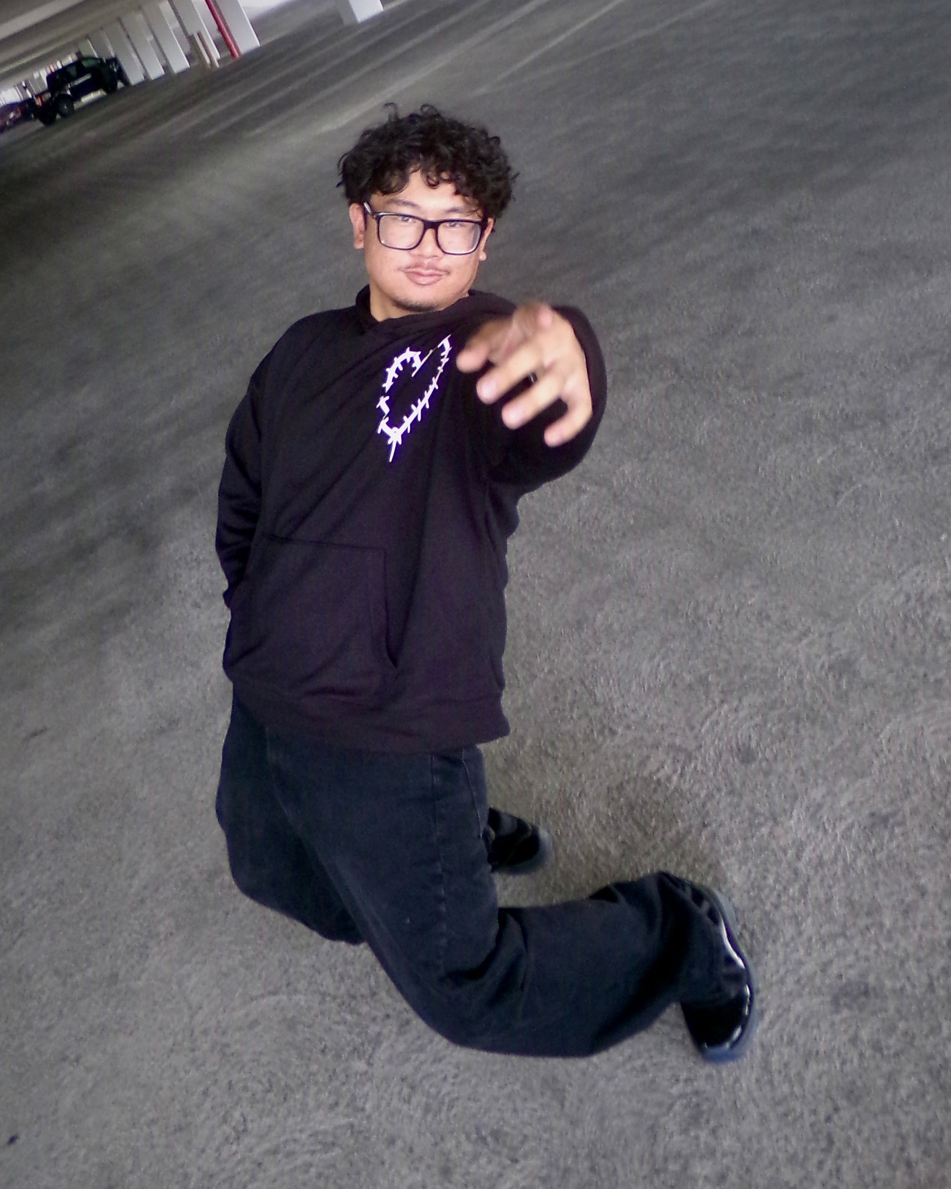 Model wearing the FELT, NOT SEEN Hoodie