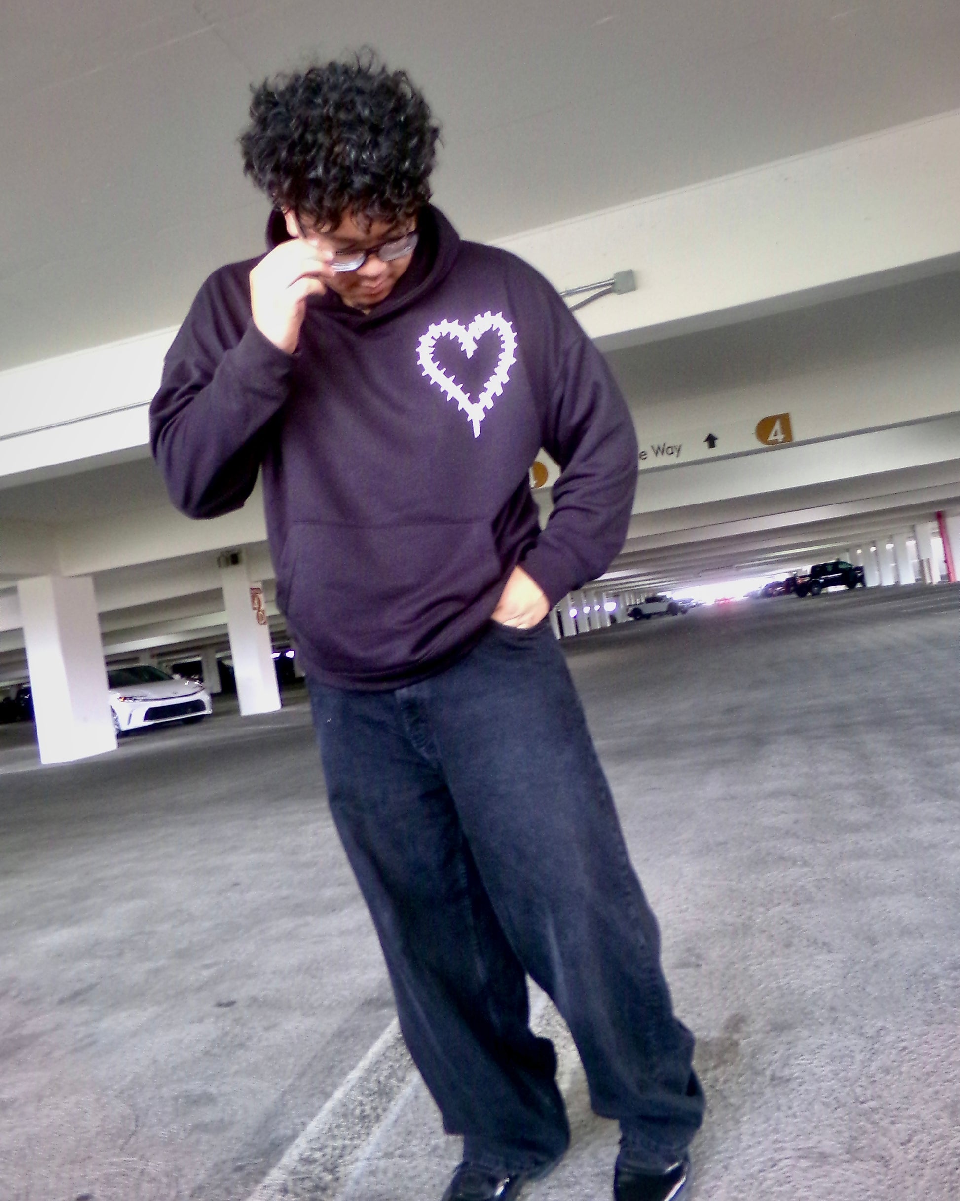 Model wearing the FELT, NOT SEEN Hoodie