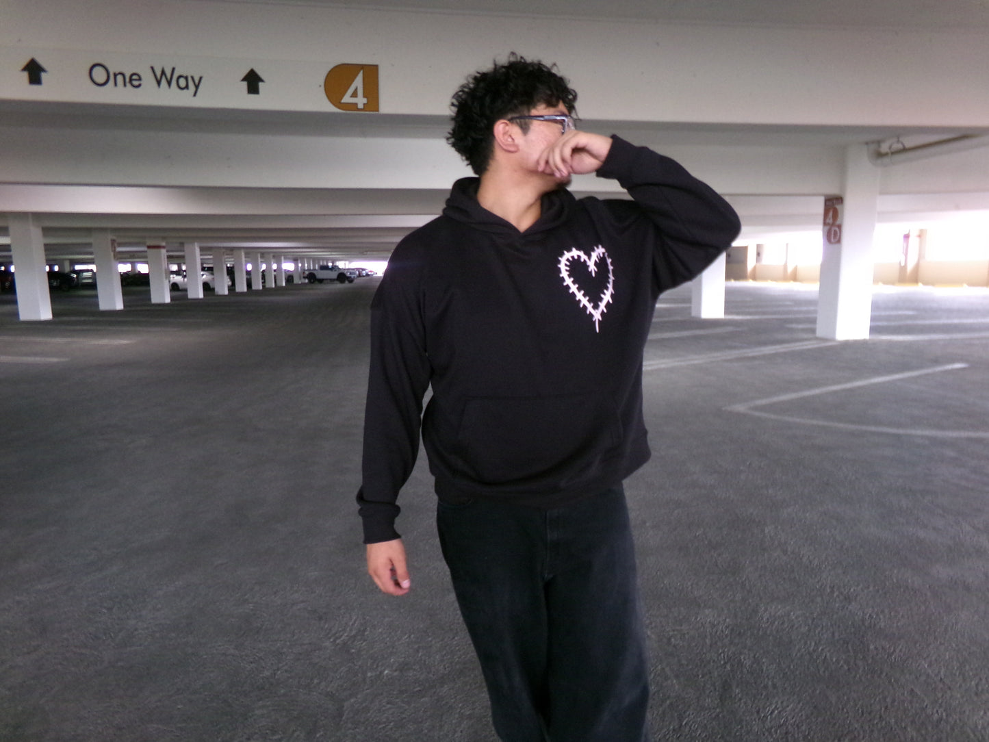 Model wearing the FELT, NOT SEEN Hoodie