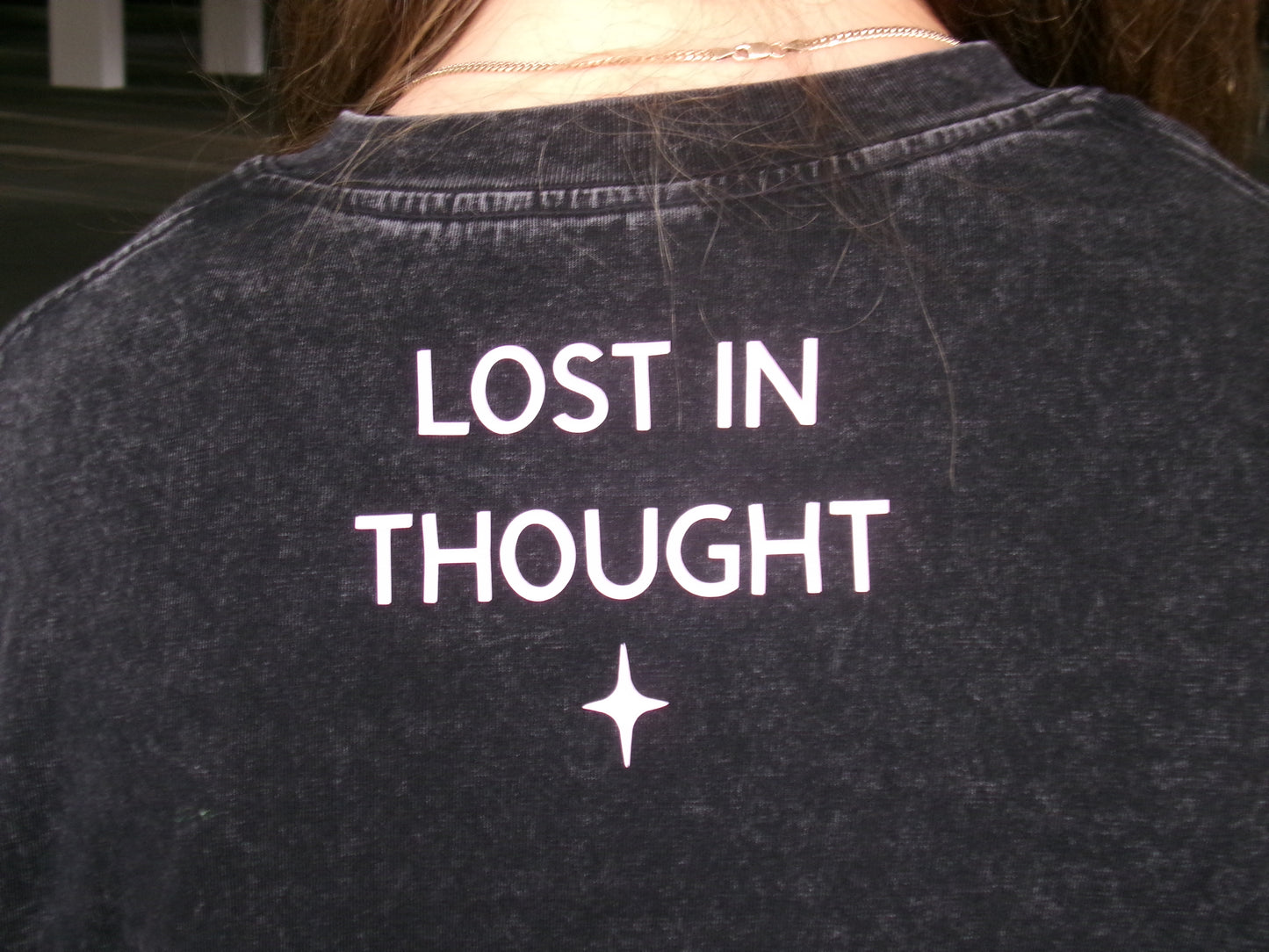 Close-up of the Lost in Thought graphic