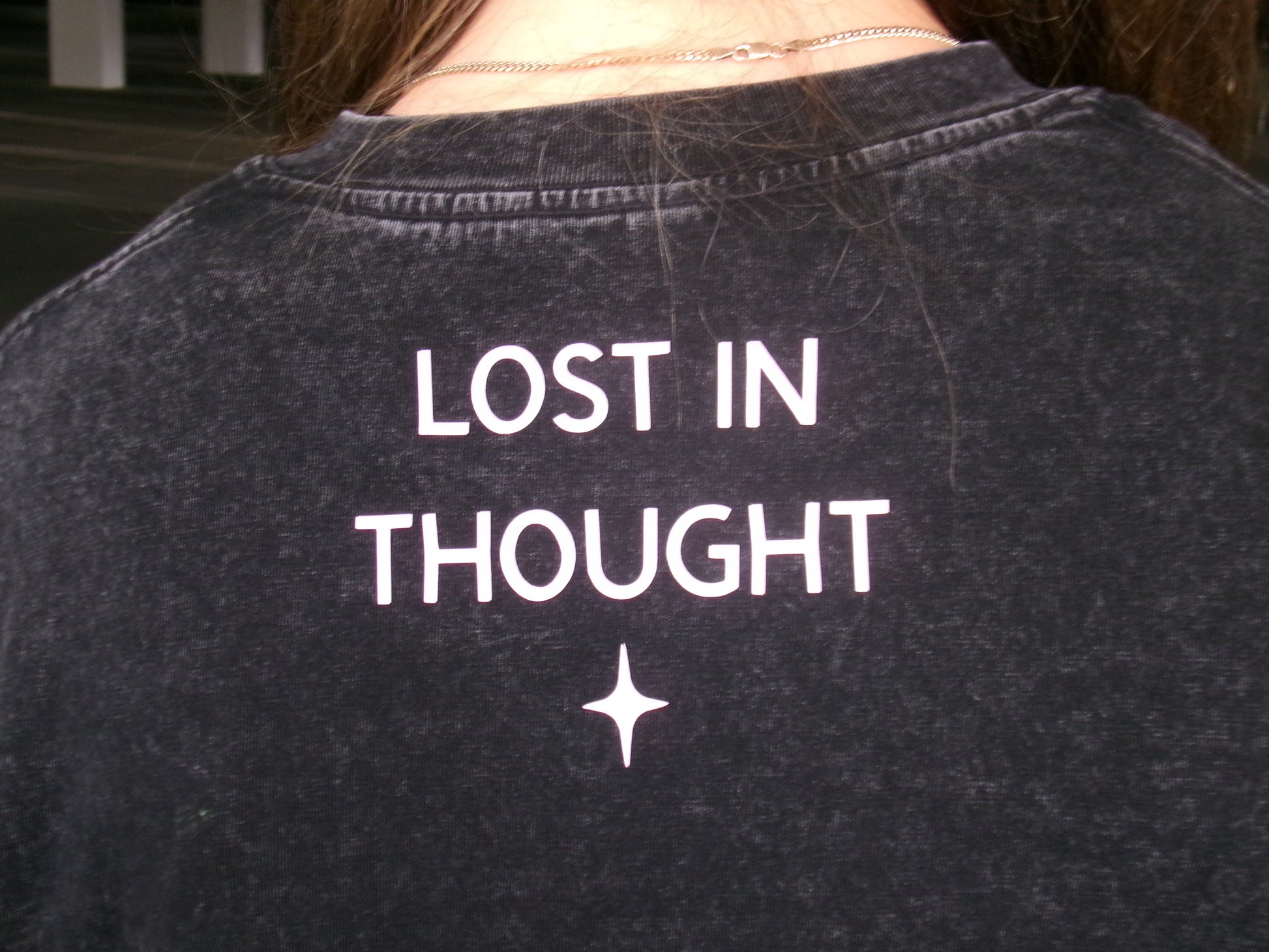 Close-up of the Lost in Thought graphic
